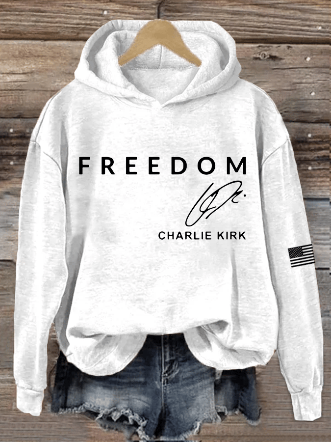 Women's Freedom Print Hooded Sweatshirt