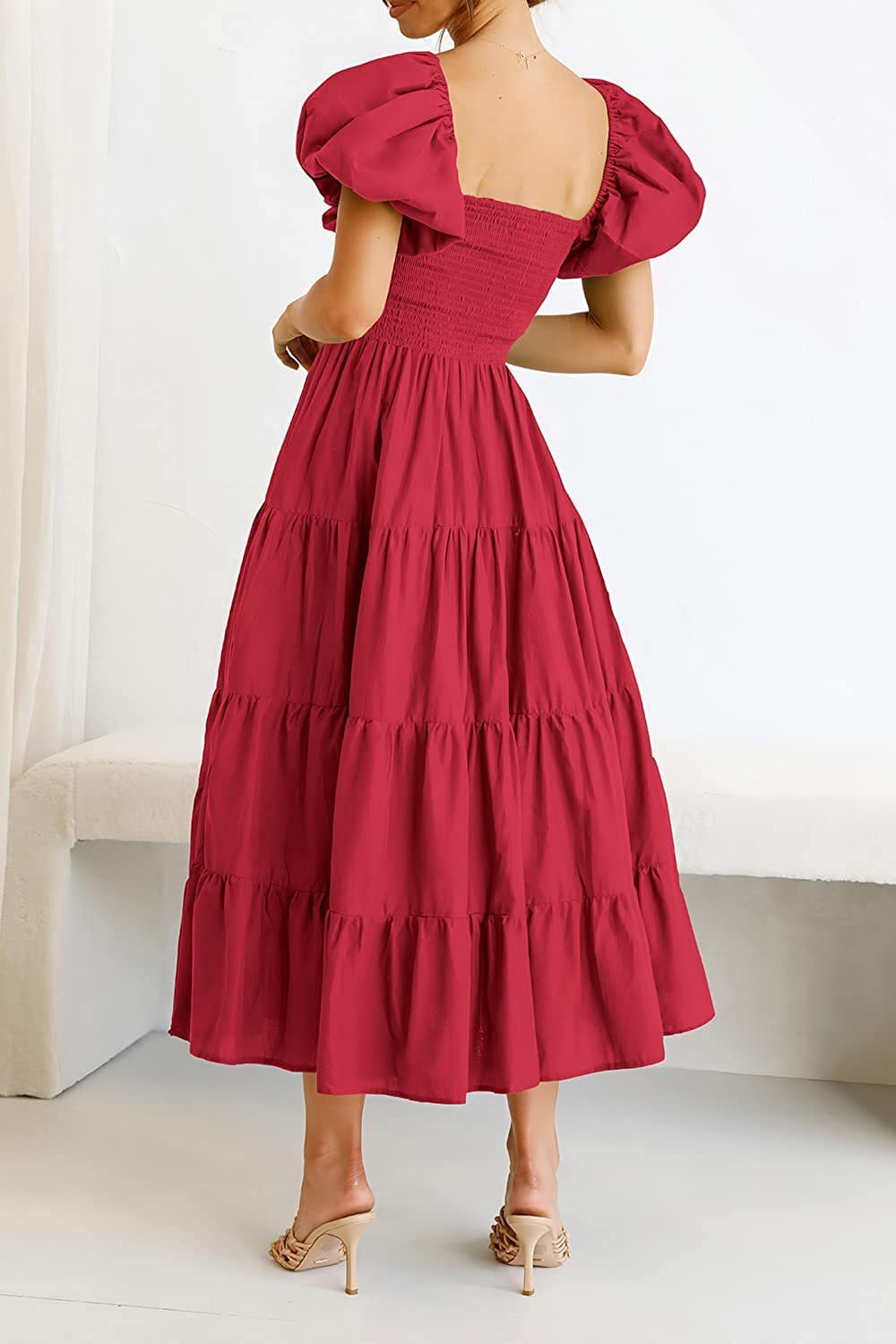 Smocked Puff Sleeve Summer Dress