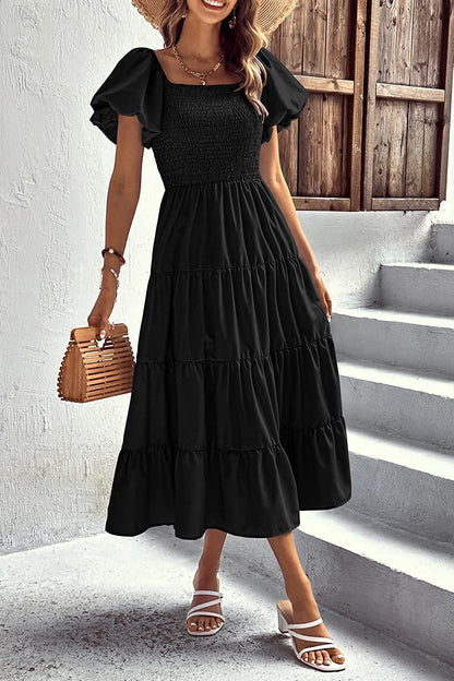 Smocked Puff Sleeve Summer Dress