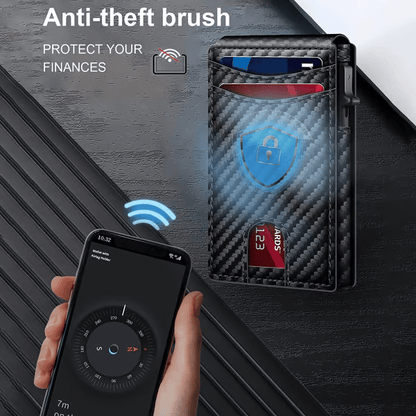 💼🔒Premium Aluminum RFID Blocking Minimalist Wallet for Men - Pop-Up Card Access, ID Window