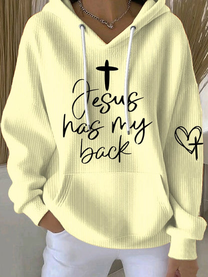 Women's Jesus Has My Back Print  Sweatshirts