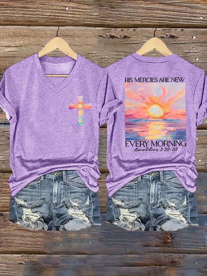 Women's His Mercies Are New Every Morning Feeling Printed T-Shirt