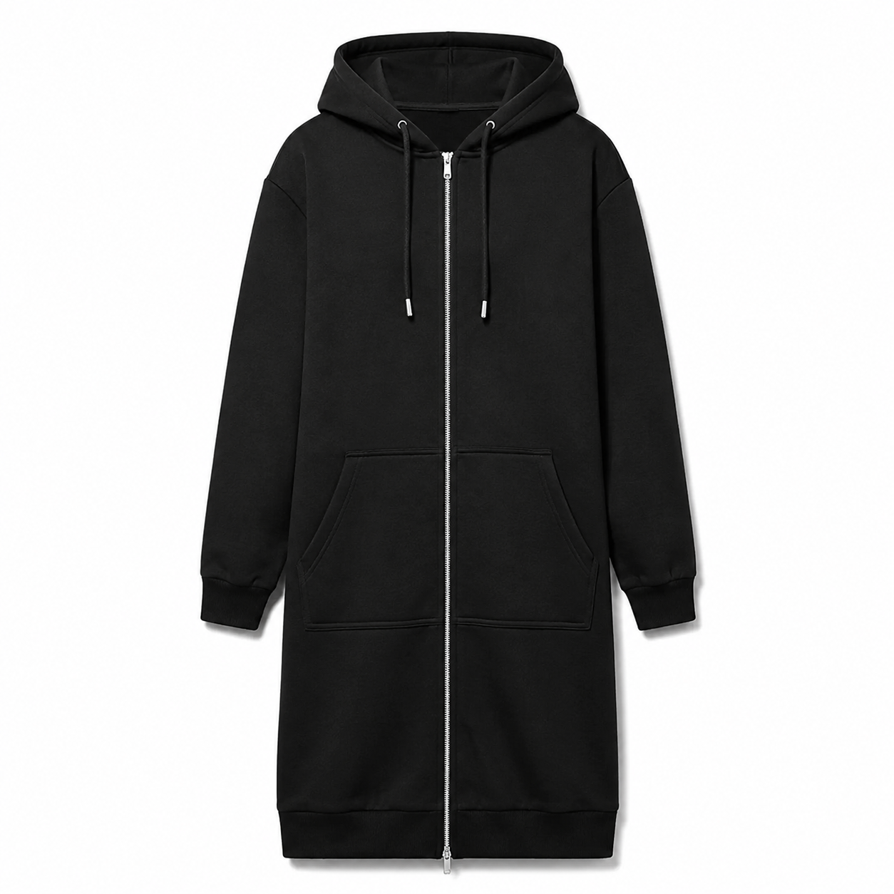 Women's Long Fleece Hoodie Tunic Jacket