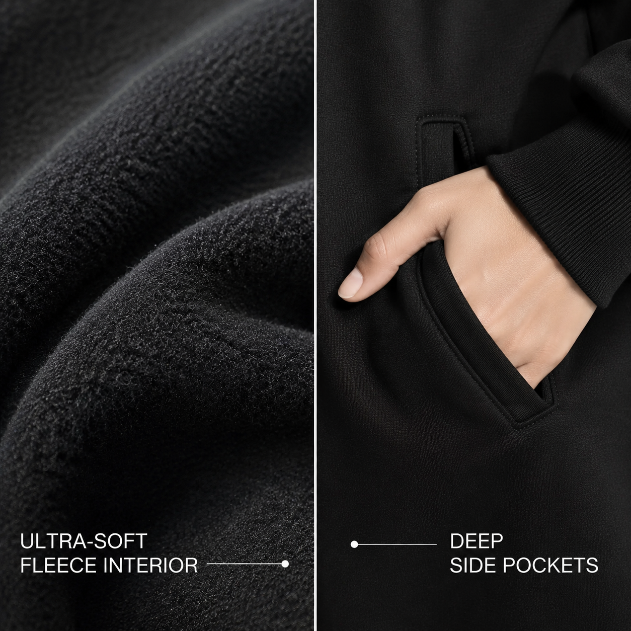 Women's Long Fleece Hoodie Tunic Jacket