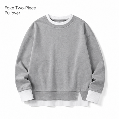 Women's Oversized Layered Sweatshirt with Drop Sleeves
