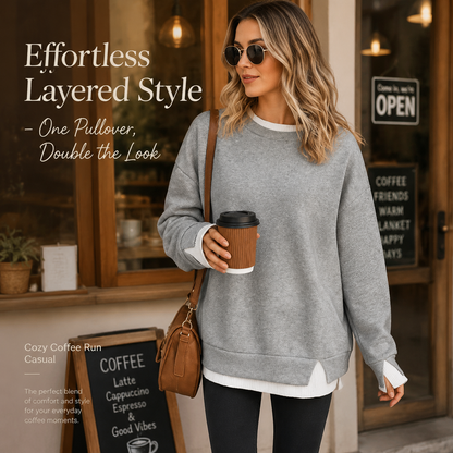 Women's Oversized Layered Sweatshirt with Drop Sleeves