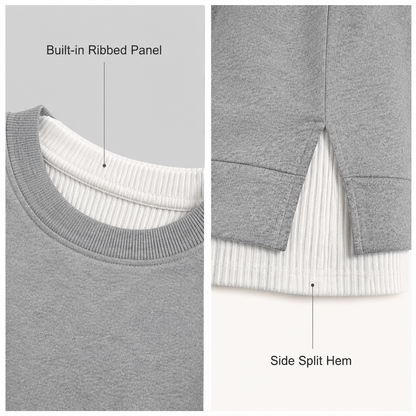 Women's Oversized Layered Sweatshirt with Drop Sleeves