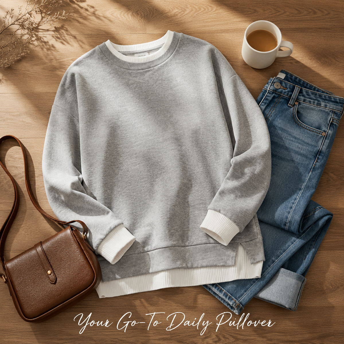 Women's Oversized Layered Sweatshirt with Drop Sleeves
