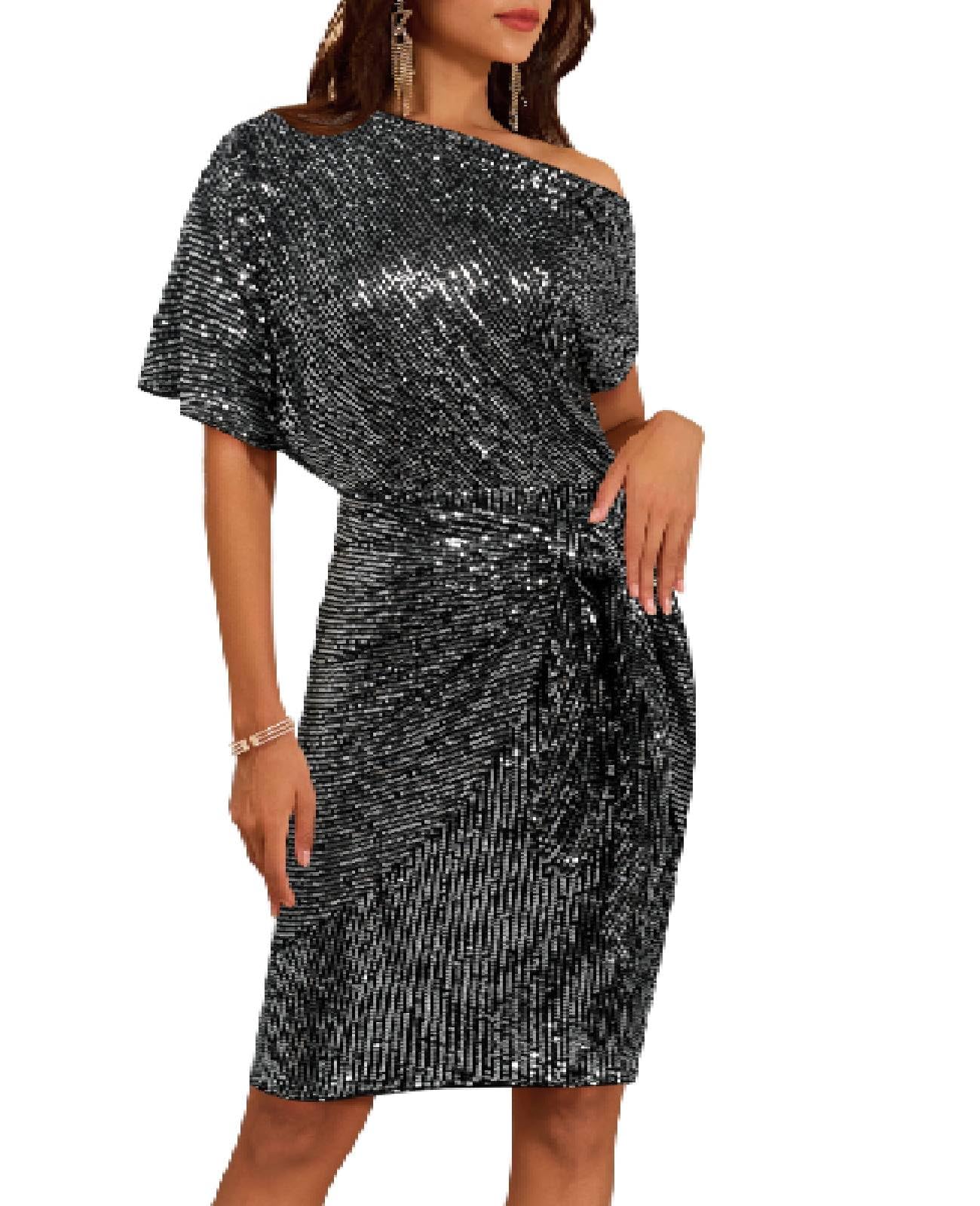 Women's Off Shoulder Sequins Bodycon Dress