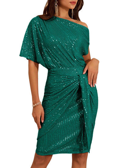 Women's Off Shoulder Sequins Bodycon Dress