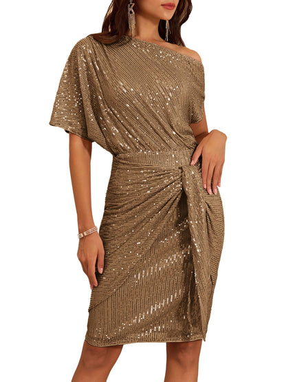 Women's Off Shoulder Sequins Bodycon Dress