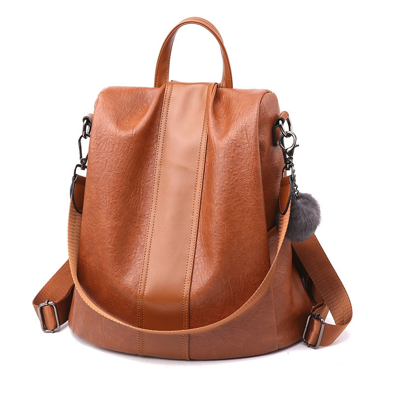 2-in-1 Anti-Theft Leather Women’s Backpack – Convertible Women’s Handbag