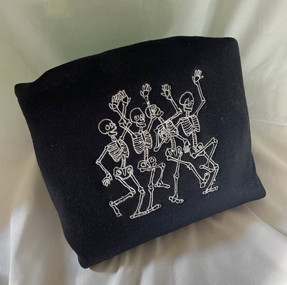 Dancing Skeletons Embroidered Crewneck