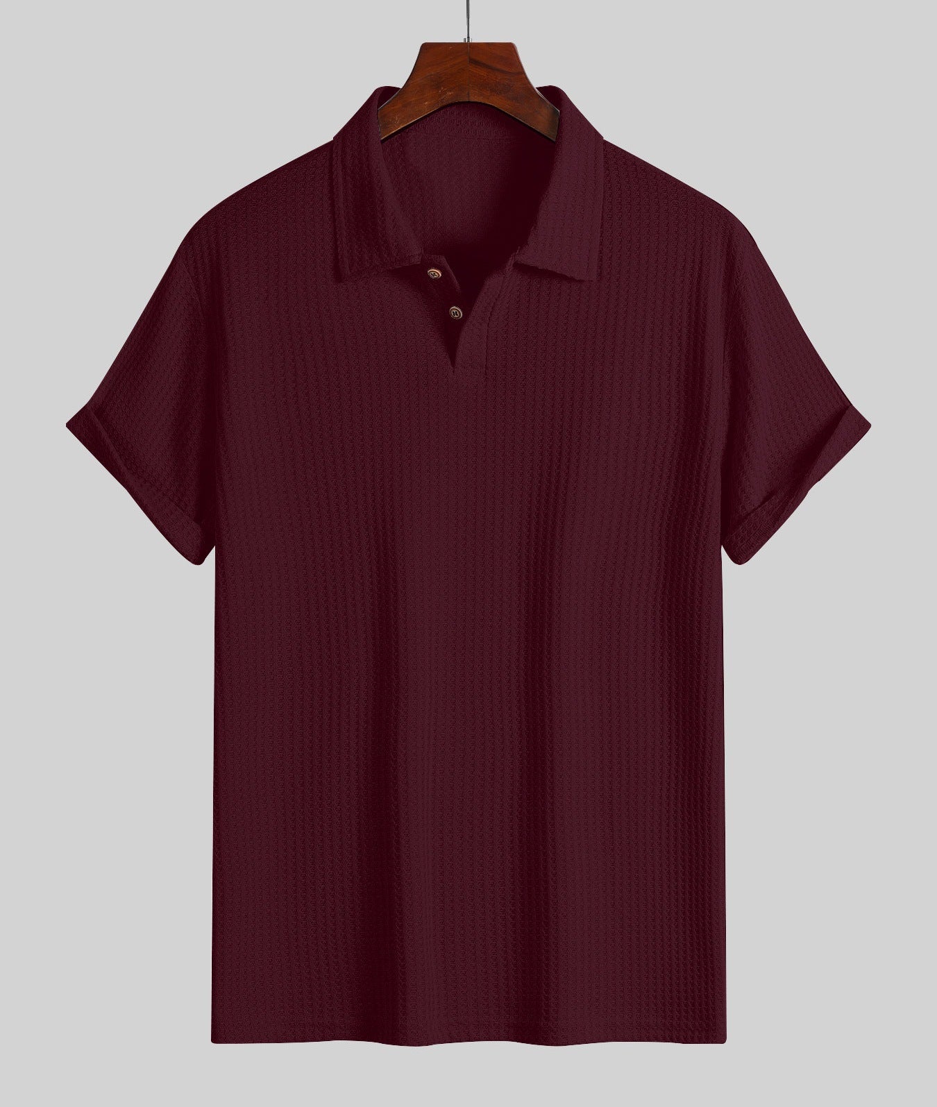 Mens Breathable Hollow Out Knit Polo Shirt