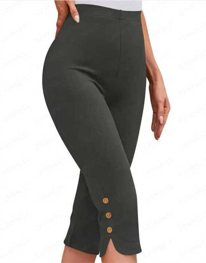 Women's Button Hem Capri Leggings