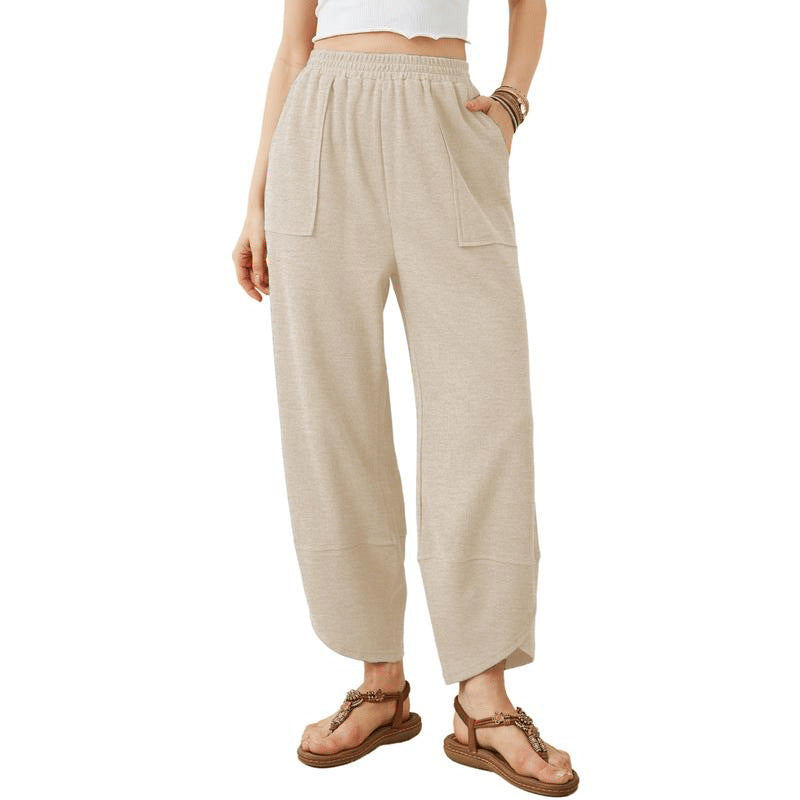 Women's Wide Leg Palazzo Pants with Pockets — High Waisted Elastic Waist Casual Lounge Trousers, XS-XXL