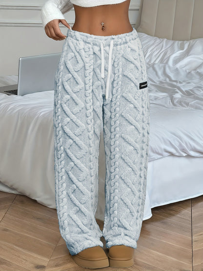 Women's Cable Knit Sherpa Fleece Hoodie & Joggers, Plus-Size 2-Piece Lounge Set