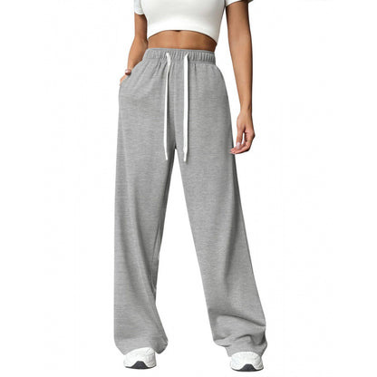 Women's Wide-Leg Sweatpants – Elastic Drawstring Waist Baggy Lounge Pants with Pockets