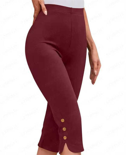 Women's Button Hem Capri Leggings