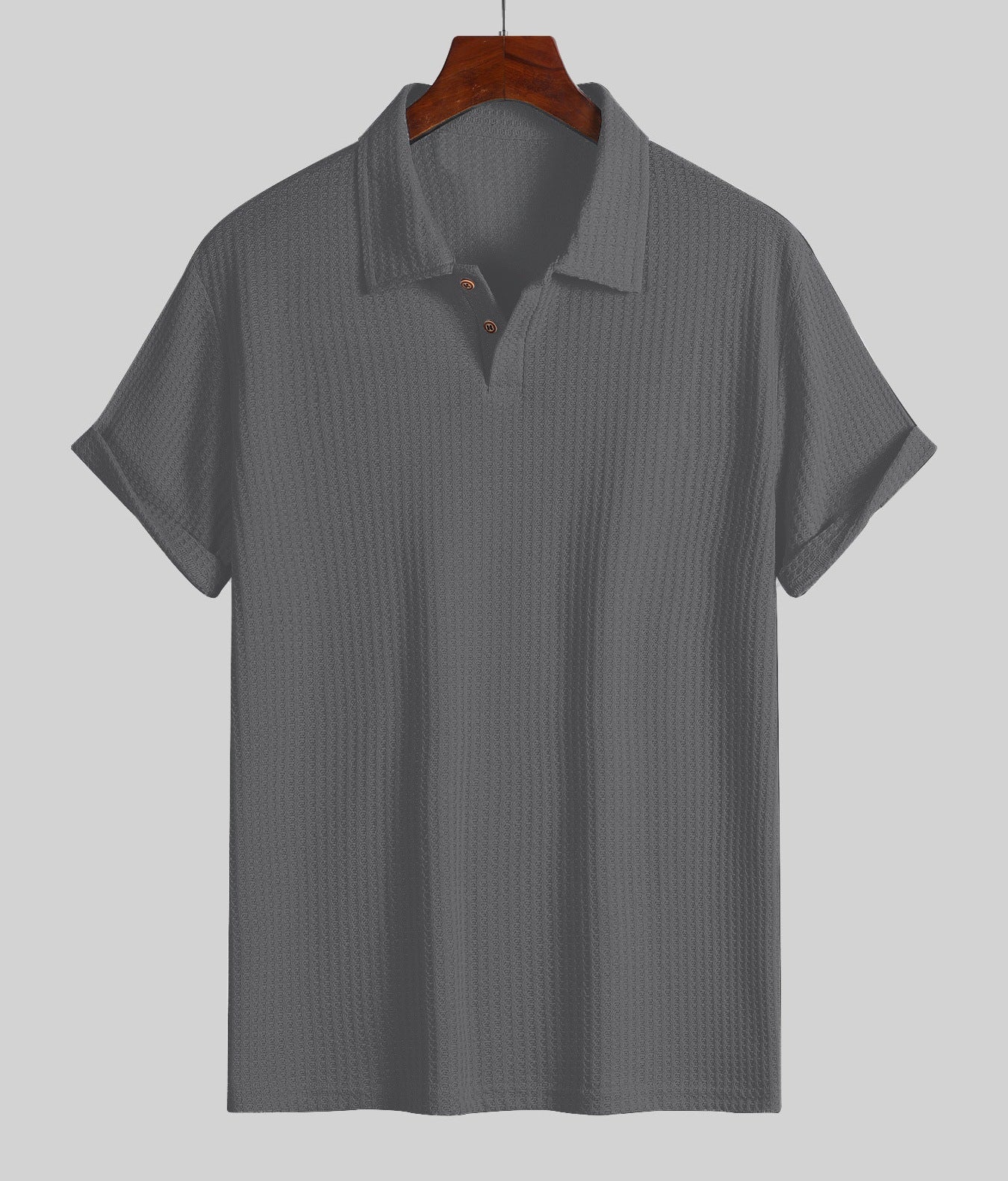 Mens Breathable Hollow Out Knit Polo Shirt