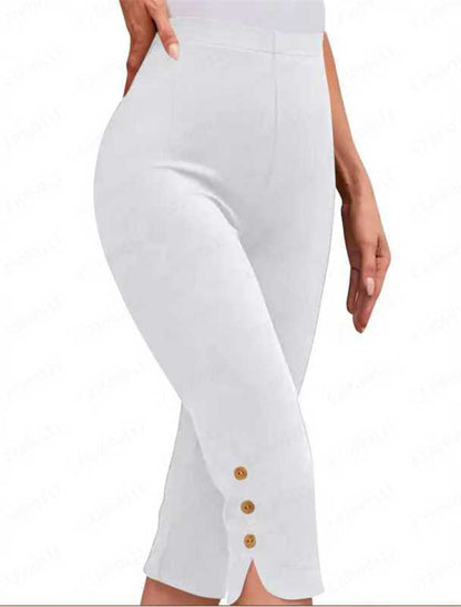 Women's Button Hem Capri Leggings