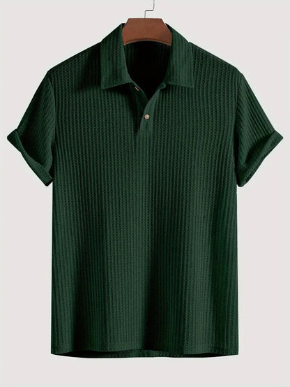 Mens Breathable Hollow Out Knit Polo Shirt