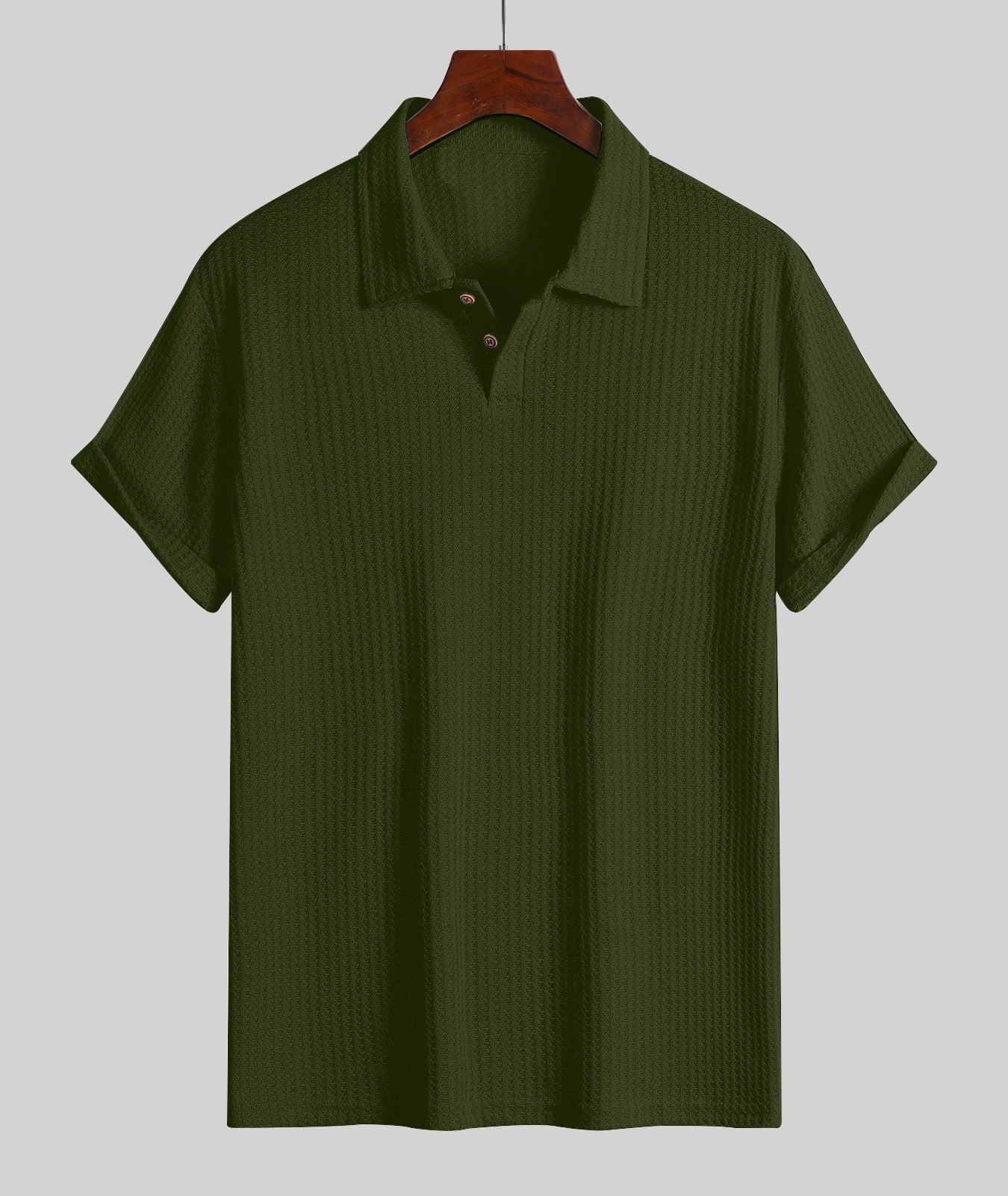 Mens Breathable Hollow Out Knit Polo Shirt