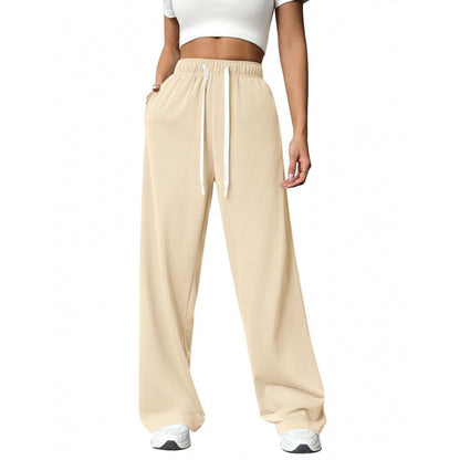 Women's Wide-Leg Sweatpants – Elastic Drawstring Waist Baggy Lounge Pants with Pockets