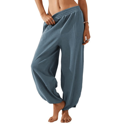 Women's Wide Leg Palazzo Pants with Pockets — High Waisted Elastic Waist Casual Lounge Trousers, XS-XXL
