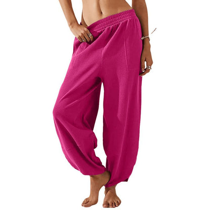 Women's Wide Leg Palazzo Pants with Pockets — High Waisted Elastic Waist Casual Lounge Trousers, XS-XXL
