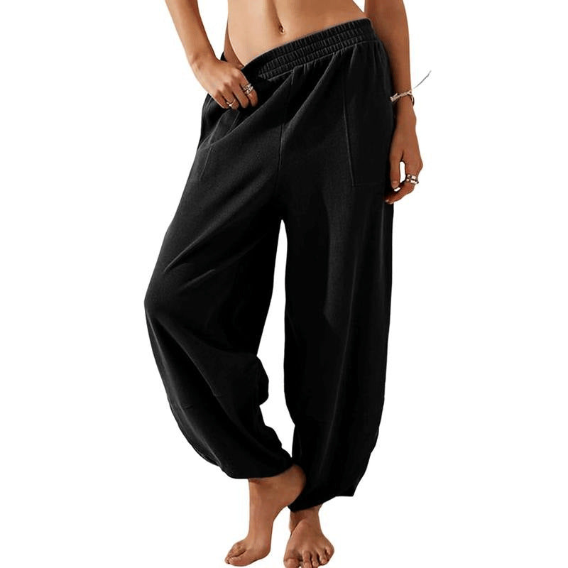 Women's Wide Leg Palazzo Pants with Pockets — High Waisted Elastic Waist Casual Lounge Trousers, XS-XXL