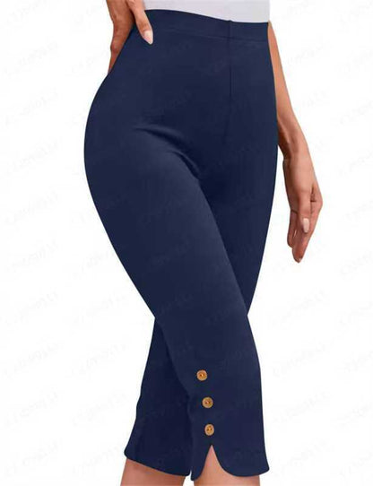 Women's Button Hem Capri Leggings