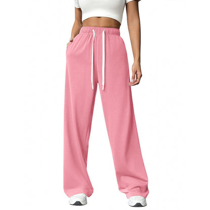 Women's Wide-Leg Sweatpants – Elastic Drawstring Waist Baggy Lounge Pants with Pockets