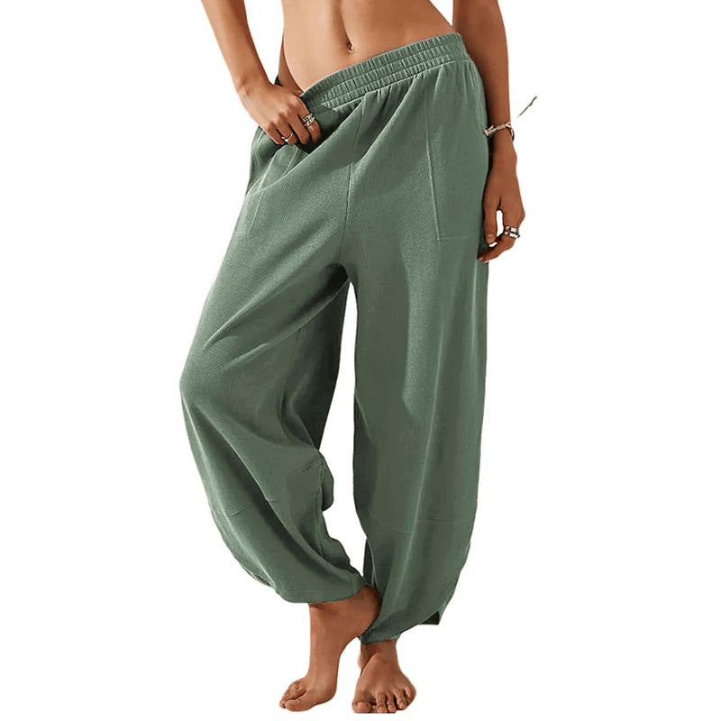 Women's Wide Leg Palazzo Pants with Pockets — High Waisted Elastic Waist Casual Lounge Trousers, XS-XXL