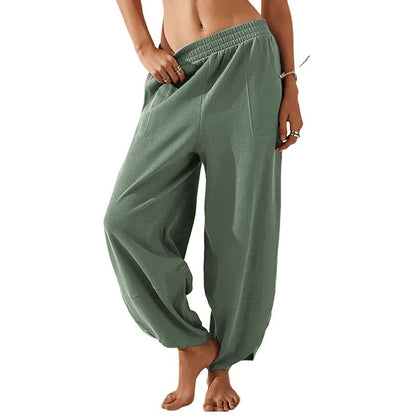 Women's Wide Leg Palazzo Pants with Pockets — High Waisted Elastic Waist Casual Lounge Trousers, XS-XXL