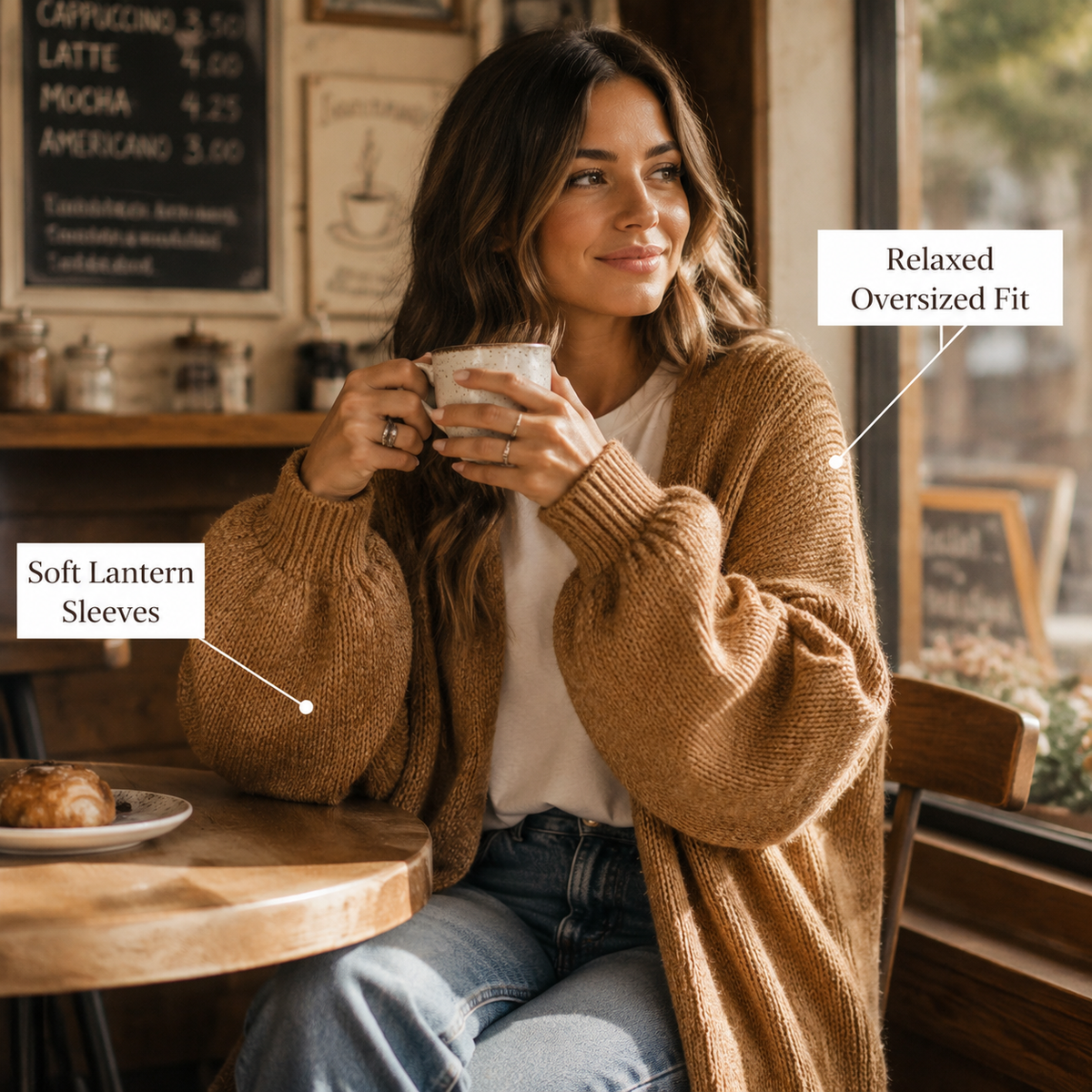 Women's Oversized Cardigan Sweater - Lightweight Knit