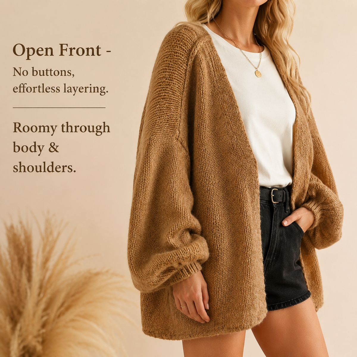 Women's Oversized Cardigan Sweater - Lightweight Knit