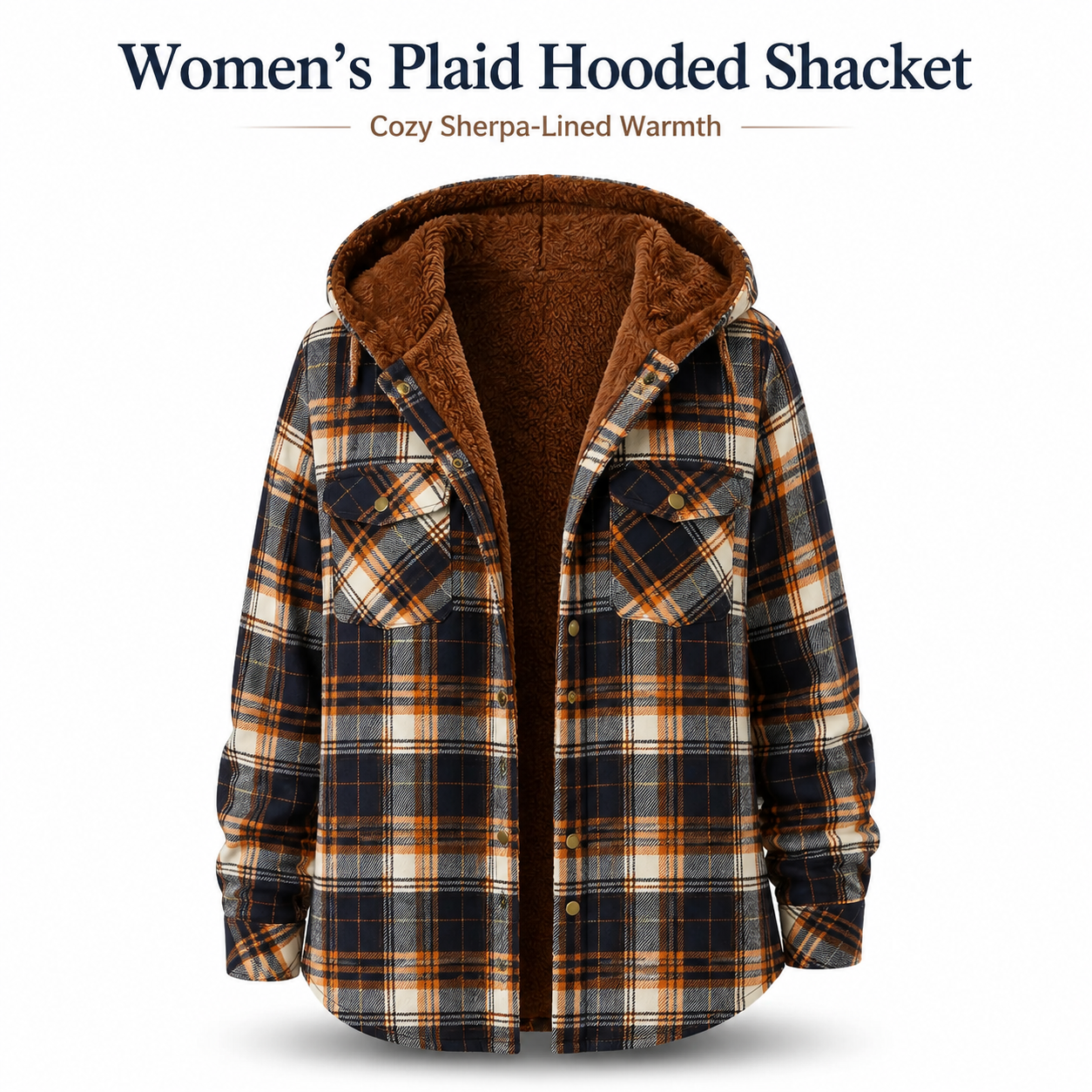 Women's Plaid Shacket Jacket - Hooded & Warm