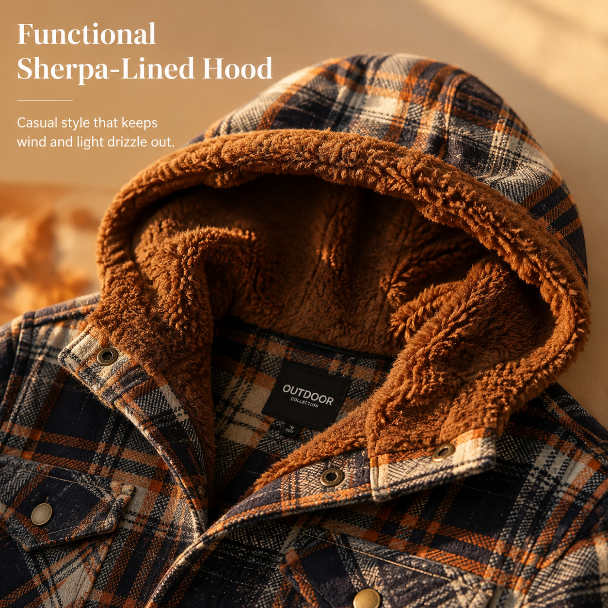 Women's Plaid Shacket Jacket - Hooded & Warm