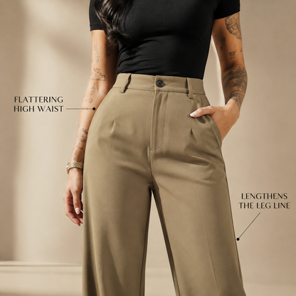 Women’s High-Waisted Suit Pants with Flowy Straight Leg