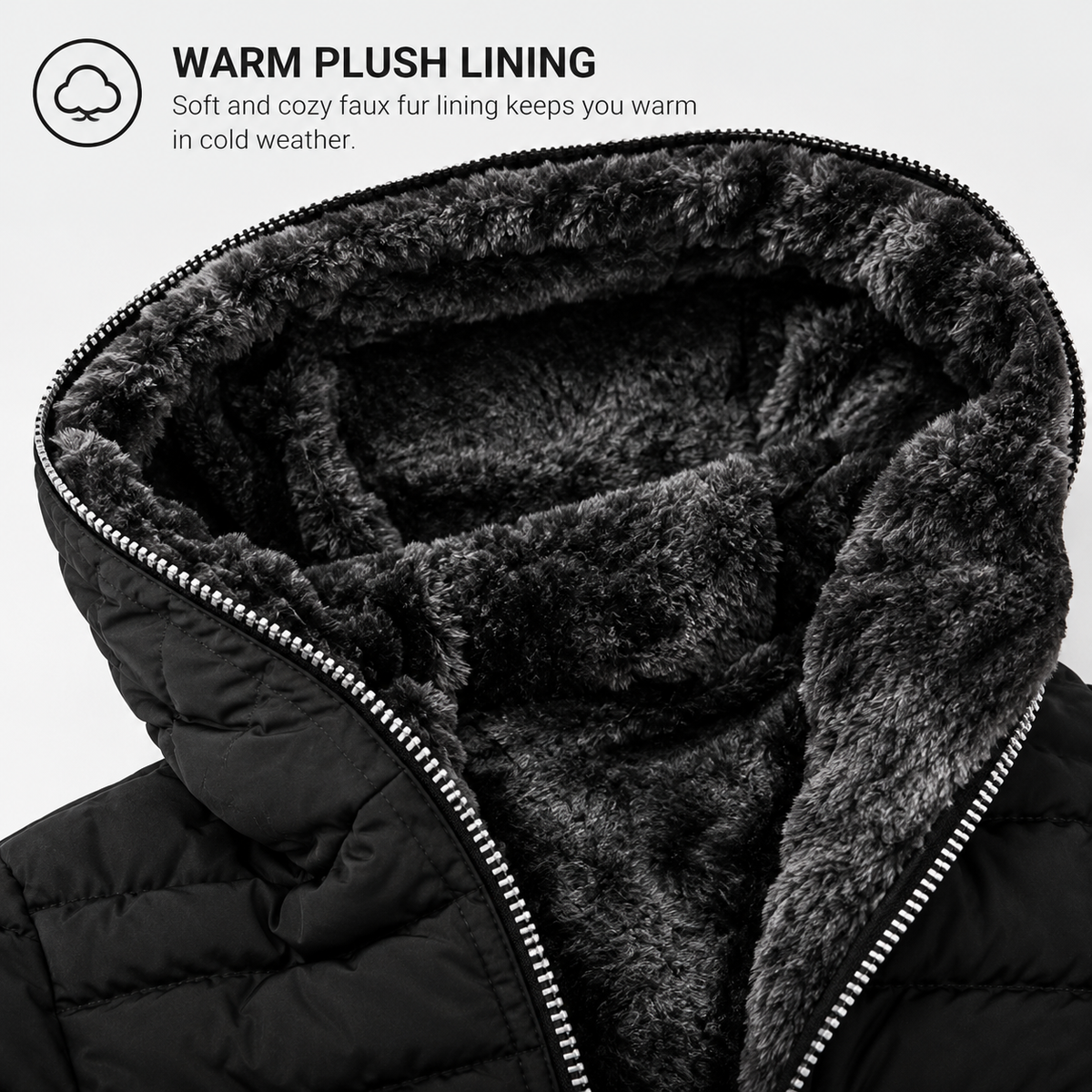 Women's Plush-Lined Long Puffer Coat with Hood – Warm Quilted Winter Parka with Zip Pockets, Hip-Covering Longline Outerwear