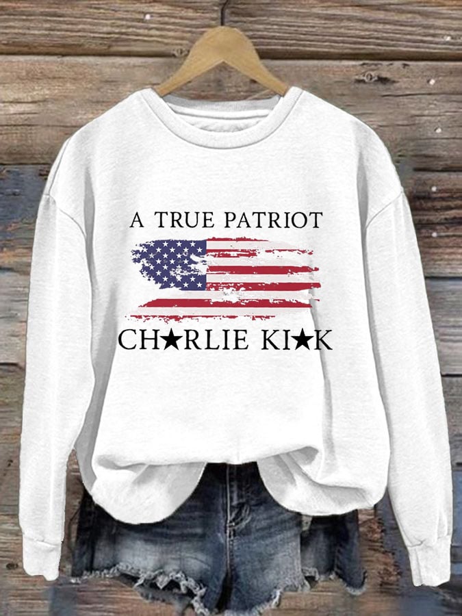 Women's Freedom American Flag Print Sweatshirt