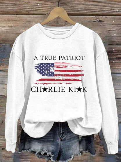 Women's Freedom American Flag Print Sweatshirt