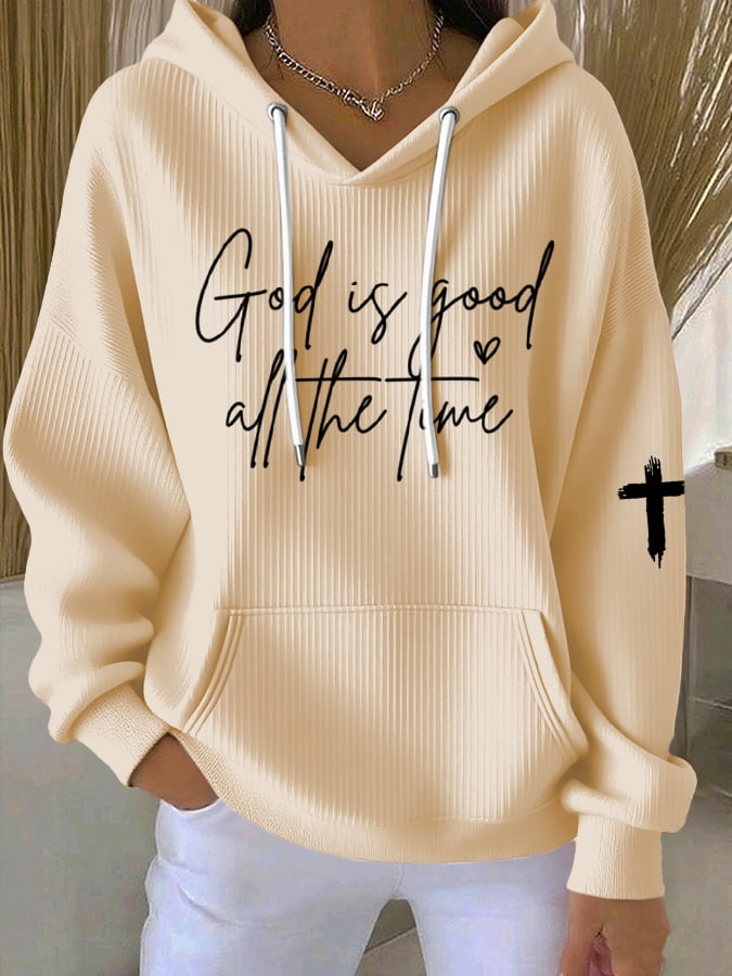 Women's God Is Good All The Time Print Casual Hoodie