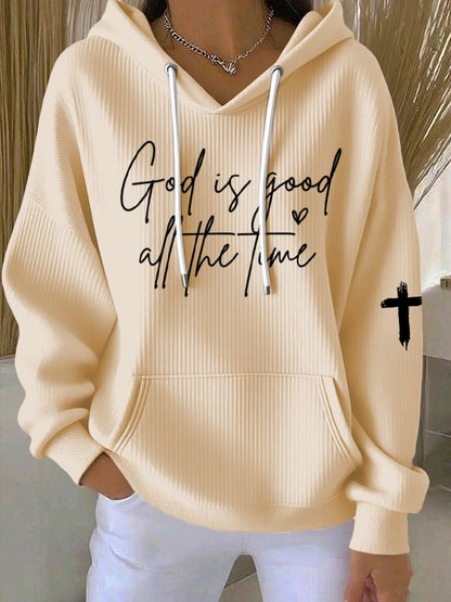 Women's God Is Good All The Time Print Casual Hoodie