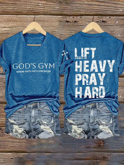 Women's Retro Gym Faith Print T-Shirt