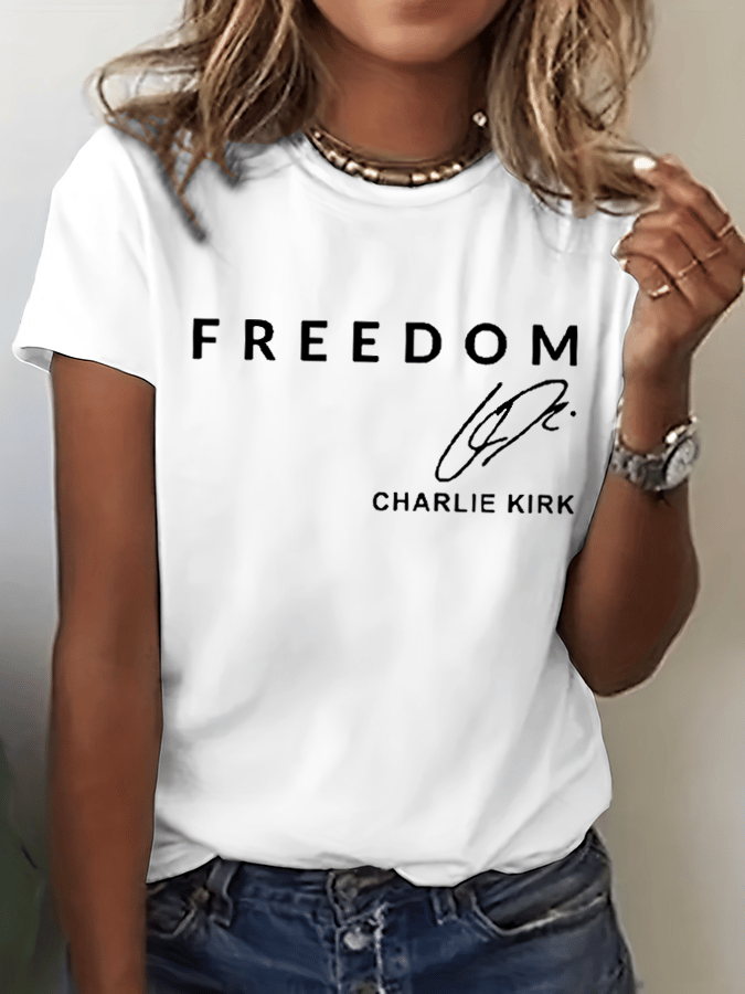 Women's Freedom Print Crew Neck T-Shirt