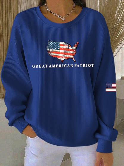 Women's Print Knit Crew Neck Long Sleeve Top