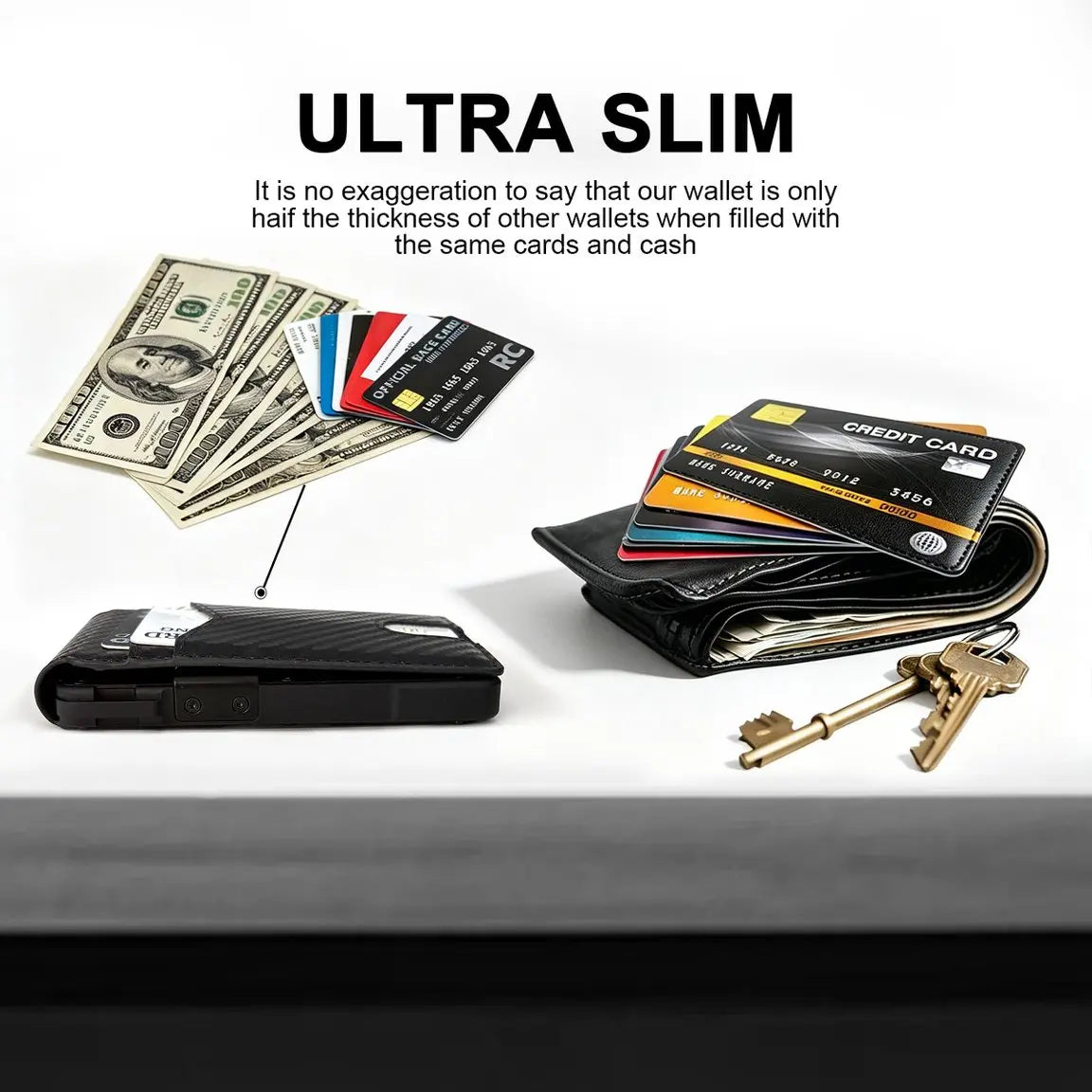 Men's RFID Pop-Up Bifold Wallet – Cash Slot, ID Window, Magnetic Closure 💳