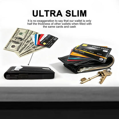Men's RFID Pop-Up Bifold Wallet – Cash Slot, ID Window, Magnetic Closure 💳